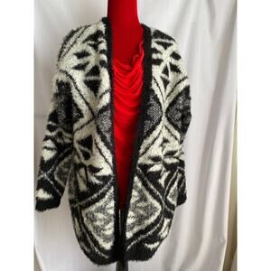 Kaisley open front knit cardigan black and white sweater 1x extra large xl soft